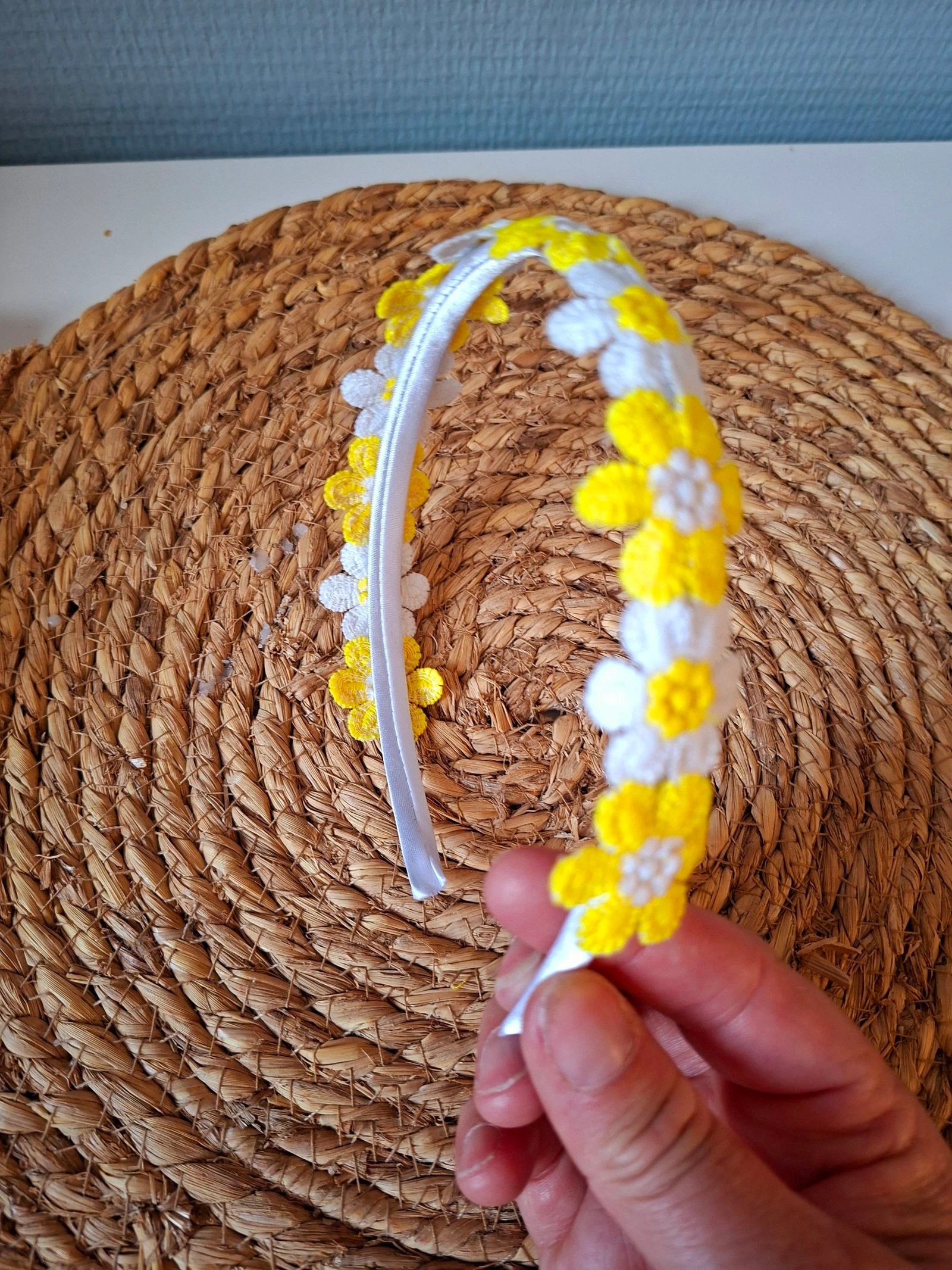 Yellow-white floral hairband tiara - summer – photo 2